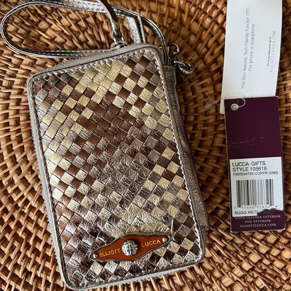 Elliot Luca Metallic Bronze wristlet NWT